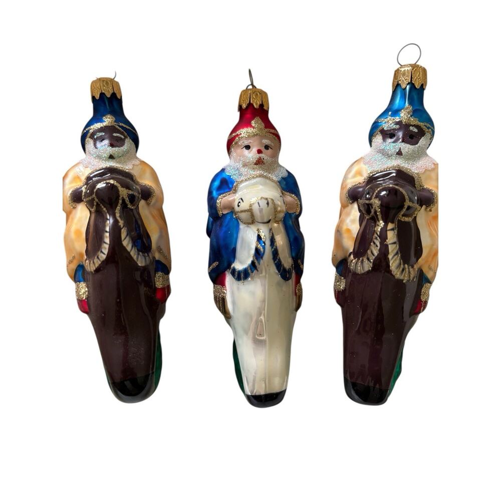 Bradford Novelty Co. The Blown Glass Ornaments 3 Kings on Camels